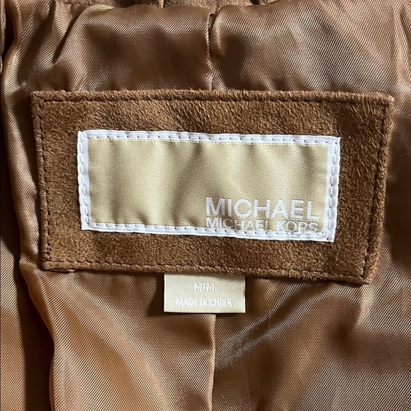 SUEDE Michael Kors Dark Tan Brown Trench Coat Belted Fully Lined, Size M - Picture 12 of 15